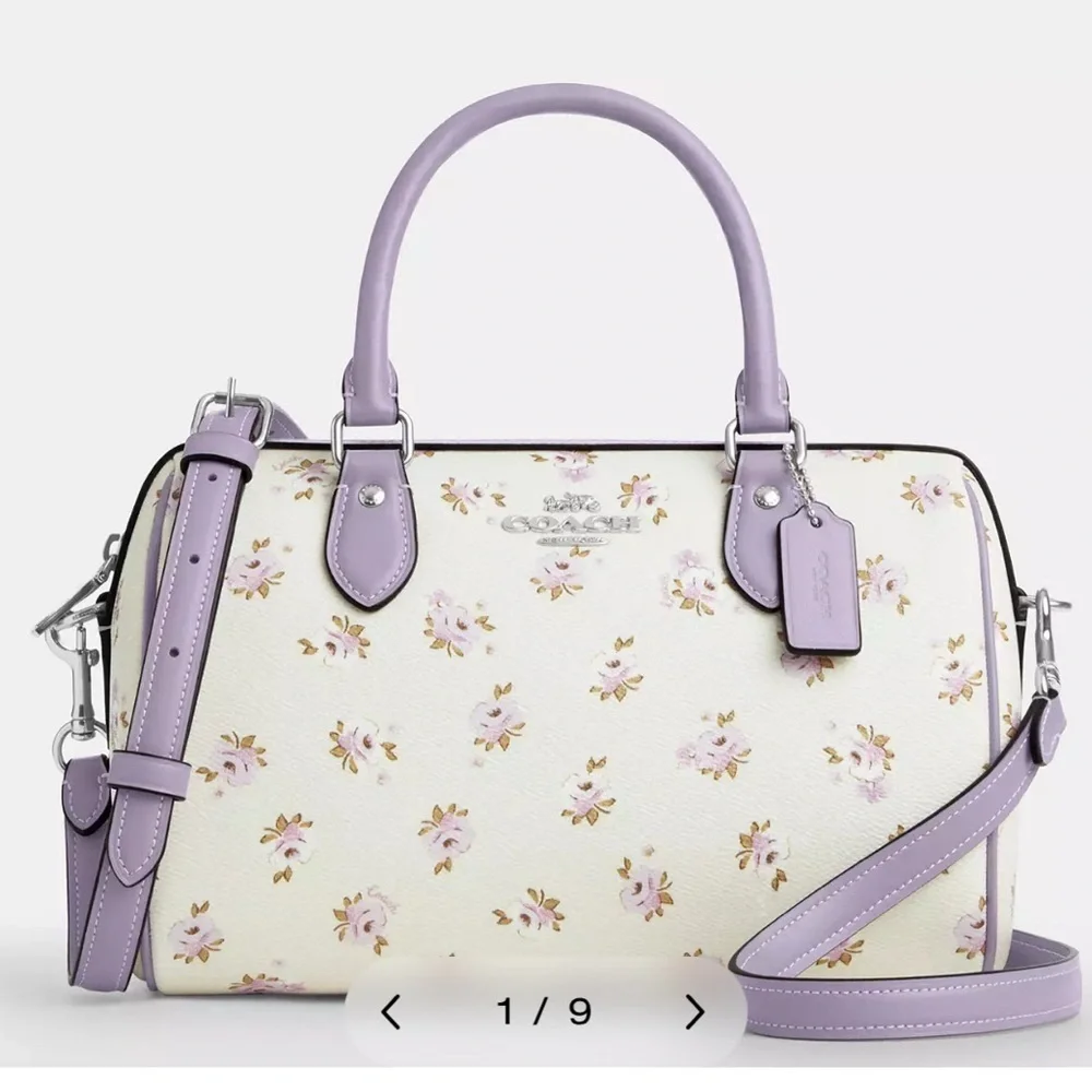 New Coach Rowan Satchel Bag With Floral Print with Crossbody Strap - Picture 9 of 9